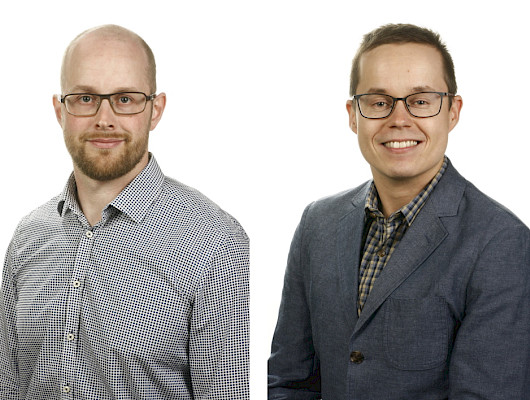 Kespat Oy:n viimeisin auktorisoitu eurooppapatenttiasiamies on DI Jarkko Karjalainen (kuvassa vasemmalla). FT Janne Laulainen (oik.) on suorittanut Suomen patenttiasiamiestutkinnon.