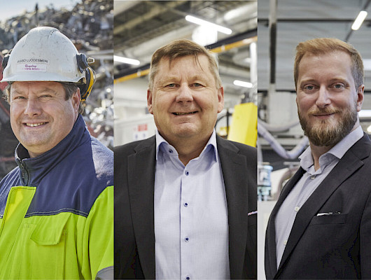 Eurajoen Romu Oy:n toimitusjohtaja Juuso Luodesmeri, Norrhydro Oy:n toimitusjohtaja Yrjö Trög ja Vilpe Oy:n toimitusjohtaja Tuomas Saikkonen.