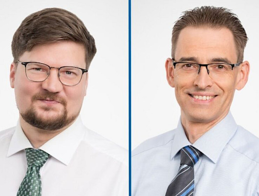 Suhdanne Toimialat -ennusteesta vastaavat Etlan ennusteryhmän jäsenet, vanhempi tutkija Sakari Lähdemäki & vanhempi tutkija Ville Kaitila. Kuva ETLA.