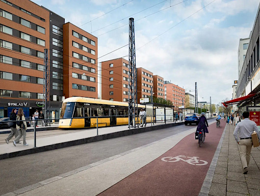 Hämeenkatu. Havainnekuva: Turun Raitiotieallianssi