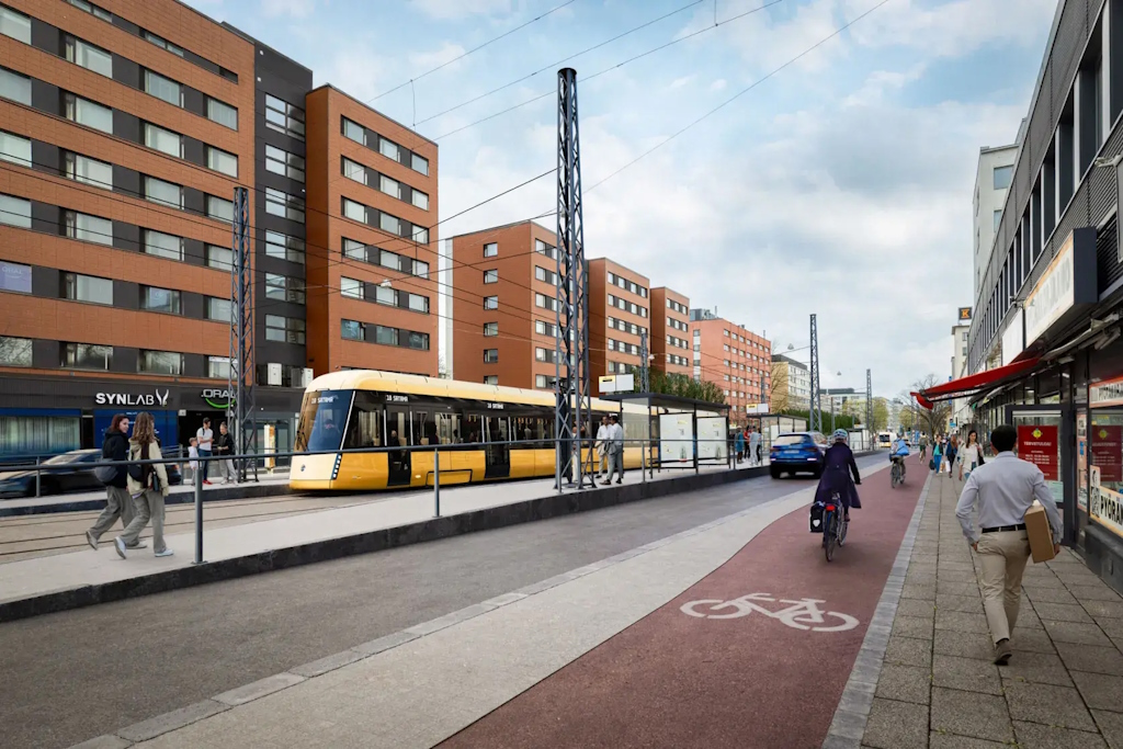 Hämeenkatu. Havainnekuva: Turun Raitiotieallianssi