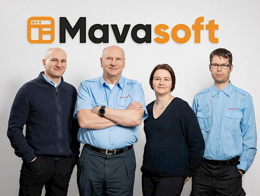 Mavasoftia kehittävät ja asiakkaita palvelevat Markku Valkonen, Mauri Valkonen, Paula Valkonen ja Tero Hämäläinen.