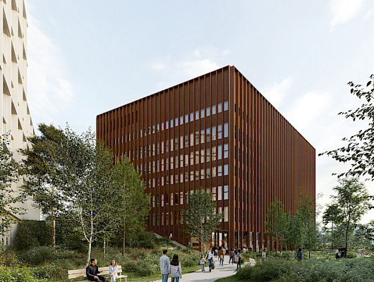 Havainnekuvassa näkymä Helsinginkadulta Taito-kampukselle. Kuva: Turun kaupunki, Renell Käppi Arkkitehdit, Lundén Architecture Company & Cobe.