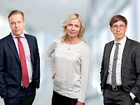 Tutkimusjohtaja Tero Kuusi (vas.), tutkimusjohtaja Heli Koski ja ennustepäällikkö Markku Lehmus, Etla.
